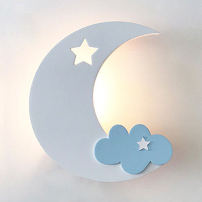 Crescent Cloud Child Bedroom Wall Sconce Acrylic Cartoon Energy Saving LED Wall Lamp Clearhalo 'Wall Lamps & Sconces' 'Wall Lights' Lighting' 73610