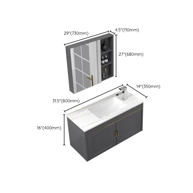 Glam Single Sink Vanity Wall Mount Metal Base Rectangular Bath Vanity Clearhalo 'Bathroom Remodel & Bathroom Fixtures' 'Bathroom Vanities' 'bathroom_vanities' 'Home Improvement' 'home_improvement' 'home_improvement_bathroom_vanities' 7361003