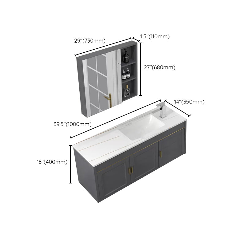 Glam Single Sink Vanity Wall Mount Metal Base Rectangular Bath Vanity Clearhalo 'Bathroom Remodel & Bathroom Fixtures' 'Bathroom Vanities' 'bathroom_vanities' 'Home Improvement' 'home_improvement' 'home_improvement_bathroom_vanities' 7361007