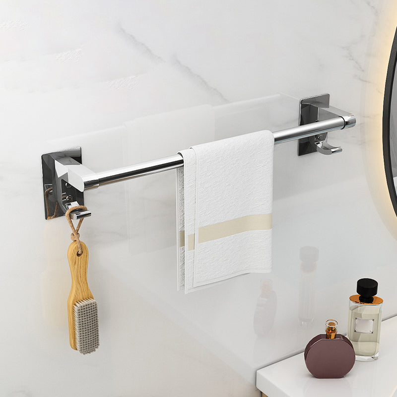Polished Chrome Bathroom Accessory Set Modern Bath Shelf Anti-rust Single Bar Towel Bar (16"L) Clearhalo 'Bathroom Hardware Sets' 'Bathroom Hardware' 'Bathroom Remodel & Bathroom Fixtures' 'bathroom_hardware_sets' 'Home Improvement' 'home_improvement' 'home_improvement_bathroom_hardware_sets' 7361033