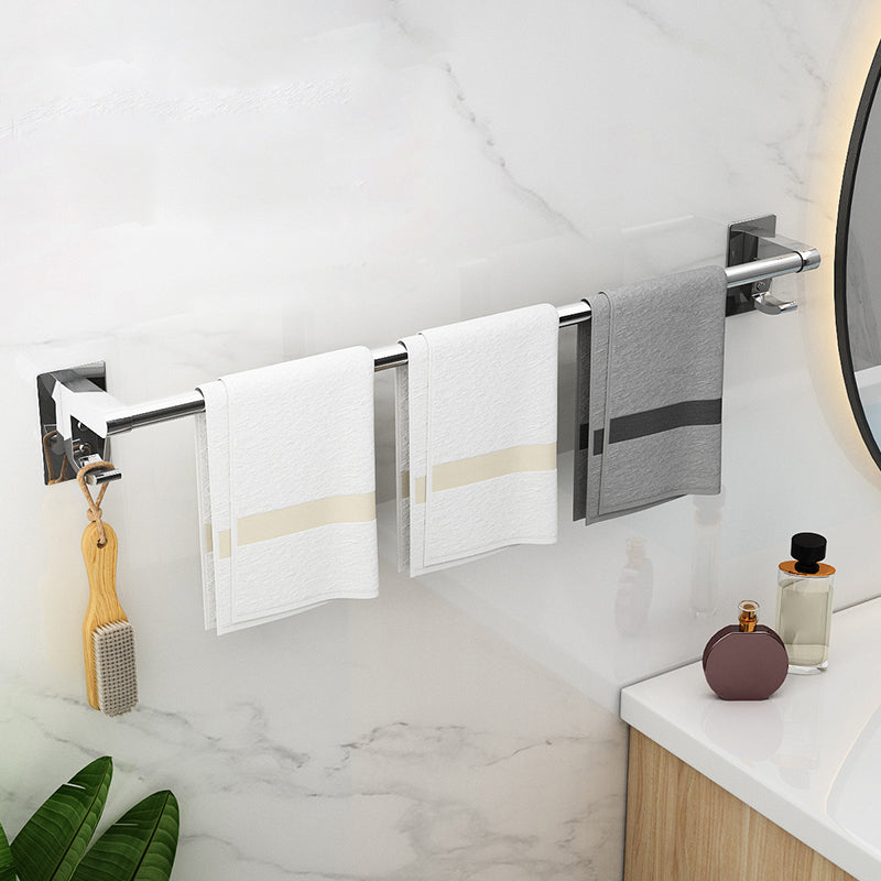 Polished Chrome Bathroom Accessory Set Modern Bath Shelf Anti-rust Single Bar Towel Bar (31"L) Clearhalo 'Bathroom Hardware Sets' 'Bathroom Hardware' 'Bathroom Remodel & Bathroom Fixtures' 'bathroom_hardware_sets' 'Home Improvement' 'home_improvement' 'home_improvement_bathroom_hardware_sets' 7361039