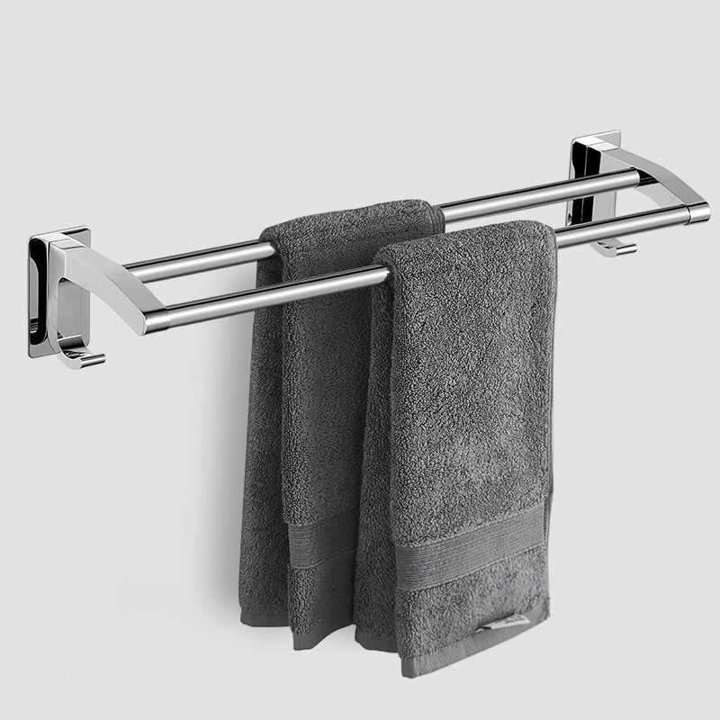 Polished Chrome Bathroom Accessory Set Modern Bath Shelf Anti-rust Double Bars Towel Bar (20"L) Clearhalo 'Bathroom Hardware Sets' 'Bathroom Hardware' 'Bathroom Remodel & Bathroom Fixtures' 'bathroom_hardware_sets' 'Home Improvement' 'home_improvement' 'home_improvement_bathroom_hardware_sets' 7361043