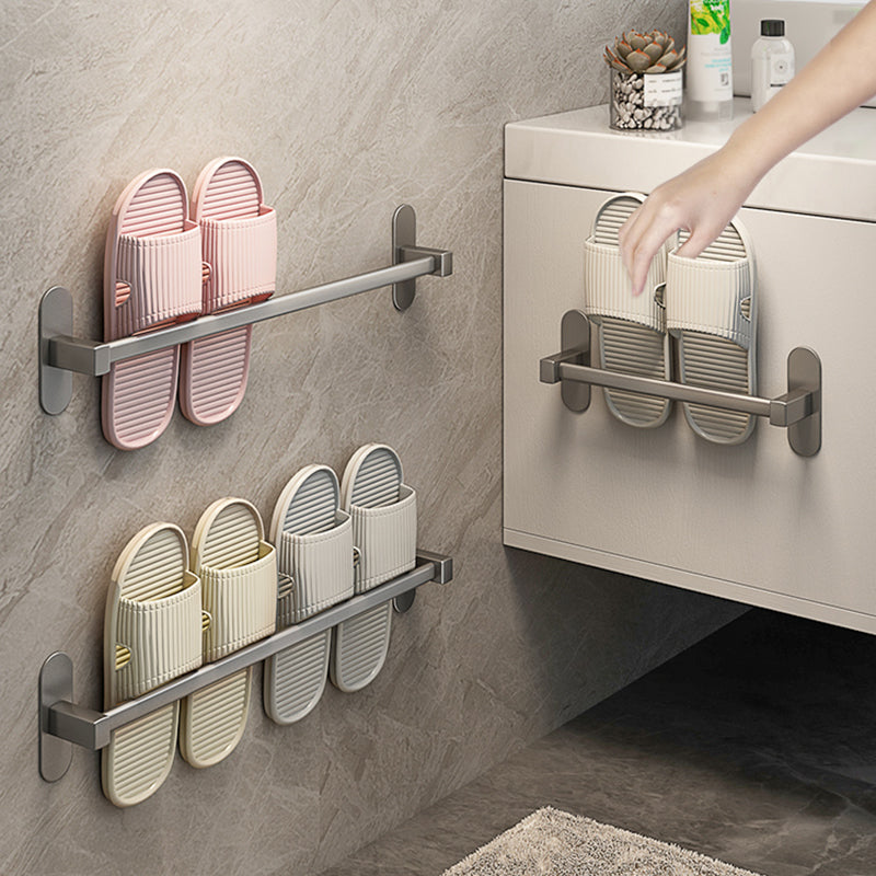 Grey Bathroom Accessory Set Modern 1/2 - Piece Bath Shelf Anti-rust Clearhalo 'Bathroom Hardware Sets' 'Bathroom Hardware' 'Bathroom Remodel & Bathroom Fixtures' 'bathroom_hardware_sets' 'Home Improvement' 'home_improvement' 'home_improvement_bathroom_hardware_sets' 7361056