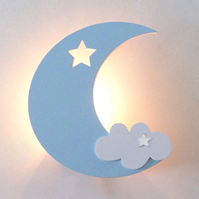 Crescent Cloud Child Bedroom Wall Sconce Acrylic Cartoon Energy Saving LED Wall Lamp Clearhalo 'Wall Lamps & Sconces' 'Wall Lights' Lighting' 73612