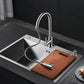 Modern Workstation Ledge Stainless Steel with Faucet and Soap Dispenser Prep Station 29.9"L x 17.7"W x 7.9"H Sink with Faucet Pull Out Faucet Clearhalo 'Home Improvement' 'home_improvement' 'home_improvement_kitchen_sinks' 'Kitchen Remodel & Kitchen Fixtures' 'Kitchen Sinks & Faucet Components' 'Kitchen Sinks' 'kitchen_sinks' 7361628