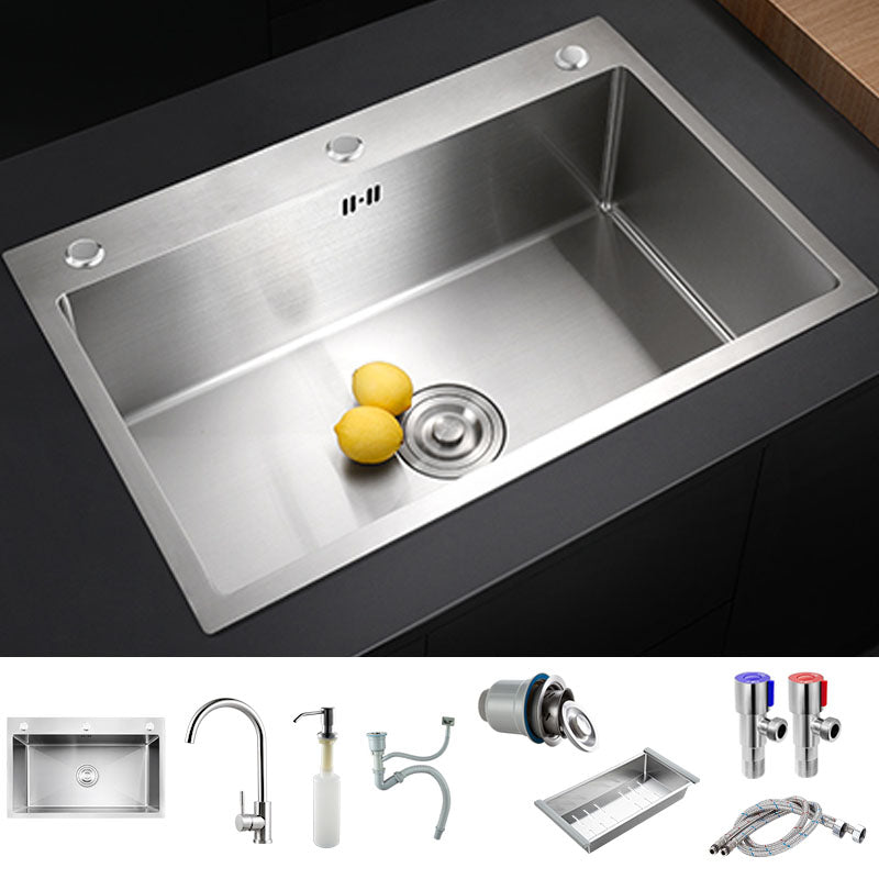 Modern Workstation Ledge Stainless Steel with Faucet and Soap Dispenser Prep Station Sink with Faucet Round Faucet Clearhalo 'Home Improvement' 'home_improvement' 'home_improvement_kitchen_sinks' 'Kitchen Remodel & Kitchen Fixtures' 'Kitchen Sinks & Faucet Components' 'Kitchen Sinks' 'kitchen_sinks' 7361630