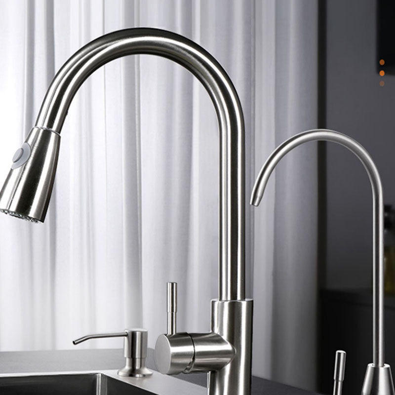 Modern Workstation Ledge Stainless Steel with Faucet and Soap Dispenser Prep Station Clearhalo 'Home Improvement' 'home_improvement' 'home_improvement_kitchen_sinks' 'Kitchen Remodel & Kitchen Fixtures' 'Kitchen Sinks & Faucet Components' 'Kitchen Sinks' 'kitchen_sinks' 7361643