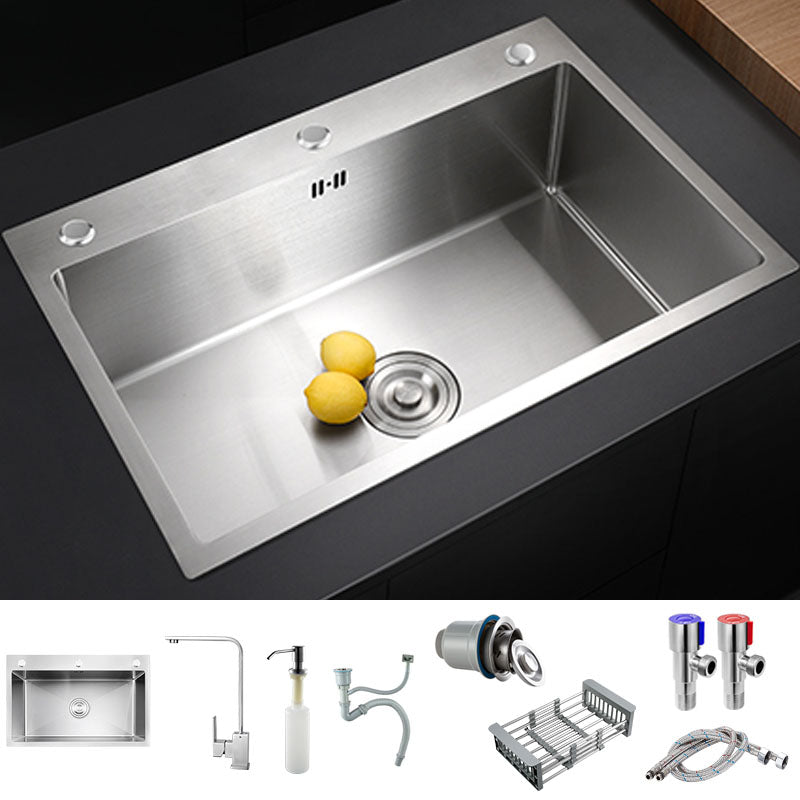 Modern Kitchen Bar Sink Stainless Steel with Faucet and Soap Dispenser Sink Sink with Faucet Square Faucet Clearhalo 'Home Improvement' 'home_improvement' 'home_improvement_kitchen_sinks' 'Kitchen Remodel & Kitchen Fixtures' 'Kitchen Sinks & Faucet Components' 'Kitchen Sinks' 'kitchen_sinks' 7361712