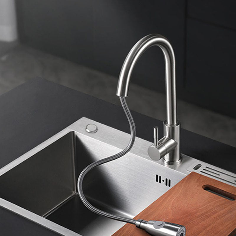 Modern Kitchen Bar Sink Stainless Steel with Faucet and Soap Dispenser Sink Clearhalo 'Home Improvement' 'home_improvement' 'home_improvement_kitchen_sinks' 'Kitchen Remodel & Kitchen Fixtures' 'Kitchen Sinks & Faucet Components' 'Kitchen Sinks' 'kitchen_sinks' 7361720