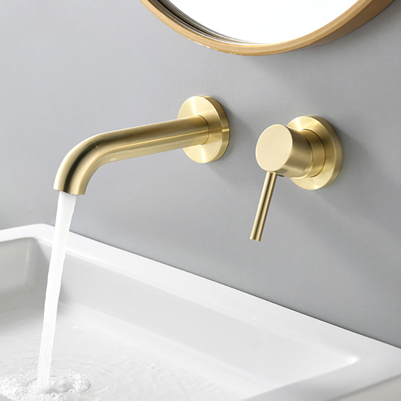 Contemporary Tub Filler Trim Wall Mounted Low Arc Bathroom Faucet Clearhalo 'Bathroom Remodel & Bathroom Fixtures' 'Bathtub Faucets' 'bathtub_faucets' 'Home Improvement' 'home_improvement' 'home_improvement_bathtub_faucets' 7361727