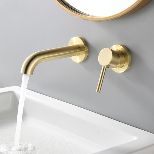 Contemporary Tub Filler Trim Wall Mounted Low Arc Bathroom Faucet Clearhalo 'Bathroom Remodel & Bathroom Fixtures' 'Bathtub Faucets' 'bathtub_faucets' 'Home Improvement' 'home_improvement' 'home_improvement_bathtub_faucets' 7361727