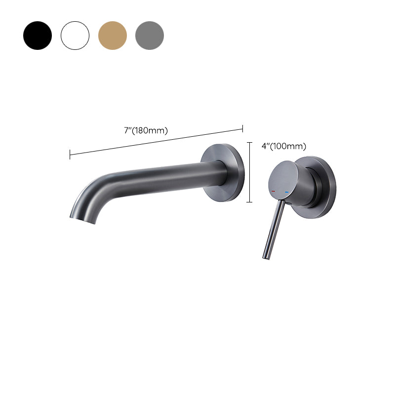 Contemporary Tub Filler Trim Wall Mounted Low Arc Bathroom Faucet Clearhalo 'Bathroom Remodel & Bathroom Fixtures' 'Bathtub Faucets' 'bathtub_faucets' 'Home Improvement' 'home_improvement' 'home_improvement_bathtub_faucets' 7361741