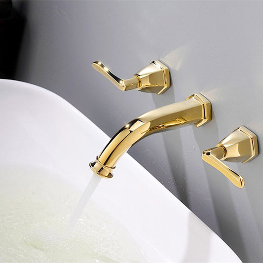 Glam Tub Faucet Wall Mounted Double Handle Low Arc Bath Faucet Trim Clearhalo 'Bathroom Remodel & Bathroom Fixtures' 'Bathtub Faucets' 'bathtub_faucets' 'Home Improvement' 'home_improvement' 'home_improvement_bathtub_faucets' 7361743