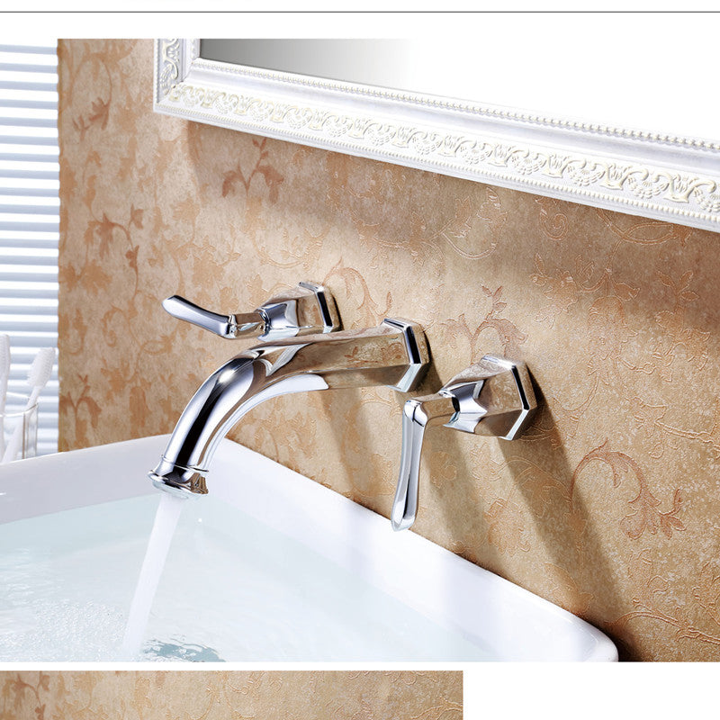 Glam Tub Faucet Wall Mounted Double Handle Low Arc Bath Faucet Trim Chrome Clearhalo 'Bathroom Remodel & Bathroom Fixtures' 'Bathtub Faucets' 'bathtub_faucets' 'Home Improvement' 'home_improvement' 'home_improvement_bathtub_faucets' 7361744
