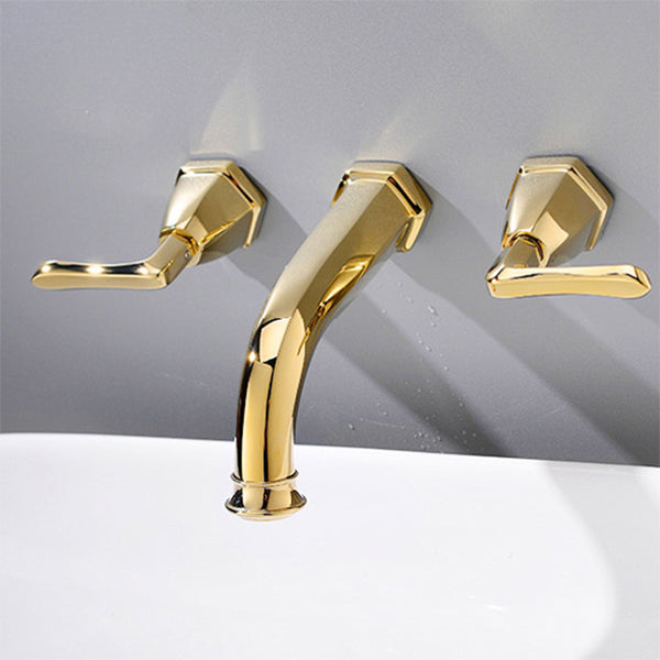 Glam Tub Faucet Wall Mounted Double Handle Low Arc Bath Faucet Trim Clearhalo 'Bathroom Remodel & Bathroom Fixtures' 'Bathtub Faucets' 'bathtub_faucets' 'Home Improvement' 'home_improvement' 'home_improvement_bathtub_faucets' 7361751