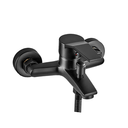 Wall Mount Fixed Bathtub Faucet Lever Handle with Hand Shower Alloy Faucet Clearhalo 'Bathroom Remodel & Bathroom Fixtures' 'Bathtub Faucets' 'bathtub_faucets' 'Home Improvement' 'home_improvement' 'home_improvement_bathtub_faucets' 7361758