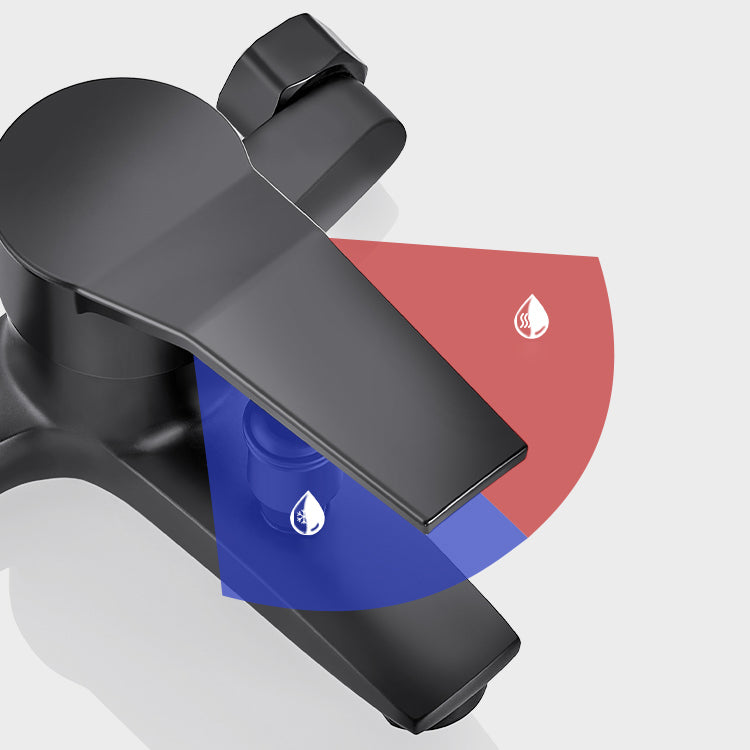 Wall Mount Fixed Bathtub Faucet Lever Handle with Hand Shower Clearhalo 'Bathroom Remodel & Bathroom Fixtures' 'Bathtub Faucets' 'bathtub_faucets' 'Home Improvement' 'home_improvement' 'home_improvement_bathtub_faucets' 7361760