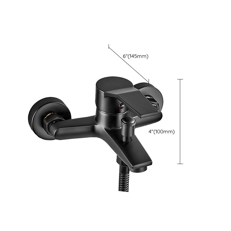 Wall Mount Fixed Bathtub Faucet Lever Handle with Hand Shower Clearhalo 'Bathroom Remodel & Bathroom Fixtures' 'Bathtub Faucets' 'bathtub_faucets' 'Home Improvement' 'home_improvement' 'home_improvement_bathtub_faucets' 7361773