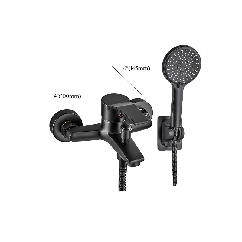 Wall Mount Fixed Bathtub Faucet Lever Handle with Hand Shower Clearhalo 'Bathroom Remodel & Bathroom Fixtures' 'Bathtub Faucets' 'bathtub_faucets' 'Home Improvement' 'home_improvement' 'home_improvement_bathtub_faucets' 7361774