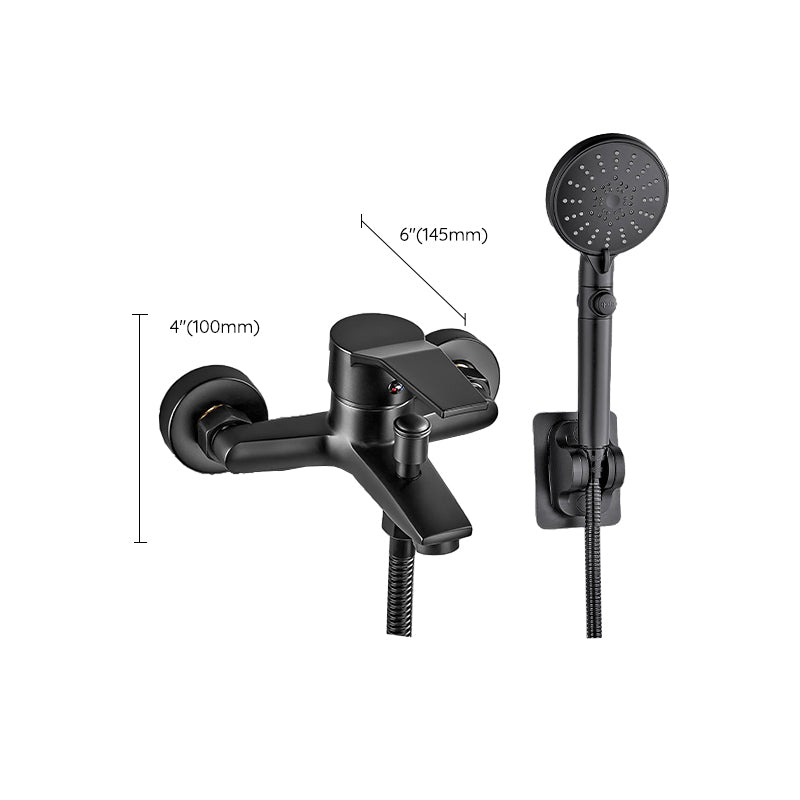 Wall Mount Fixed Bathtub Faucet Lever Handle with Hand Shower Clearhalo 'Bathroom Remodel & Bathroom Fixtures' 'Bathtub Faucets' 'bathtub_faucets' 'Home Improvement' 'home_improvement' 'home_improvement_bathtub_faucets' 7361775