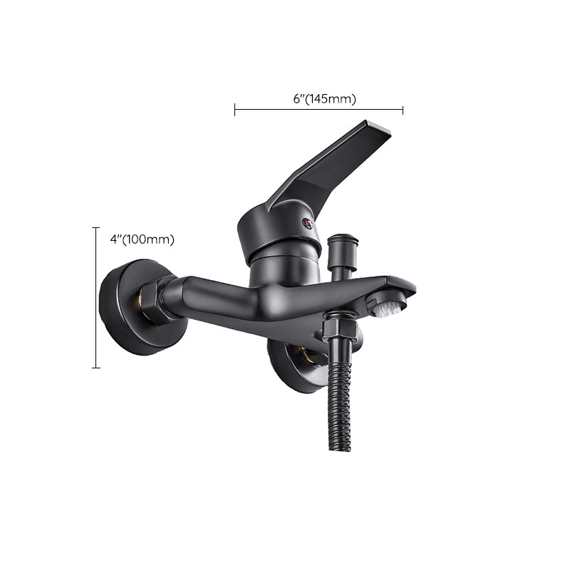 Wall Mount Fixed Bathtub Faucet Lever Handle with Hand Shower Clearhalo 'Bathroom Remodel & Bathroom Fixtures' 'Bathtub Faucets' 'bathtub_faucets' 'Home Improvement' 'home_improvement' 'home_improvement_bathtub_faucets' 7361777