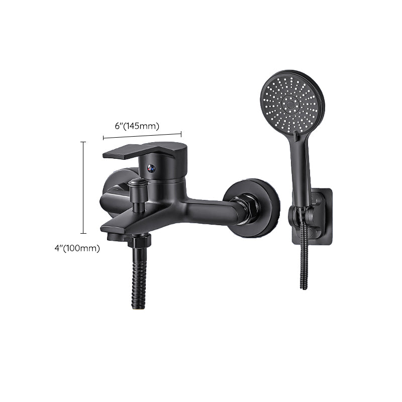 Wall Mount Fixed Bathtub Faucet Lever Handle with Hand Shower Clearhalo 'Bathroom Remodel & Bathroom Fixtures' 'Bathtub Faucets' 'bathtub_faucets' 'Home Improvement' 'home_improvement' 'home_improvement_bathtub_faucets' 7361778