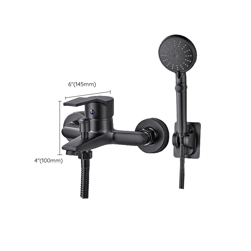Wall Mount Fixed Bathtub Faucet Lever Handle with Hand Shower Clearhalo 'Bathroom Remodel & Bathroom Fixtures' 'Bathtub Faucets' 'bathtub_faucets' 'Home Improvement' 'home_improvement' 'home_improvement_bathtub_faucets' 7361779