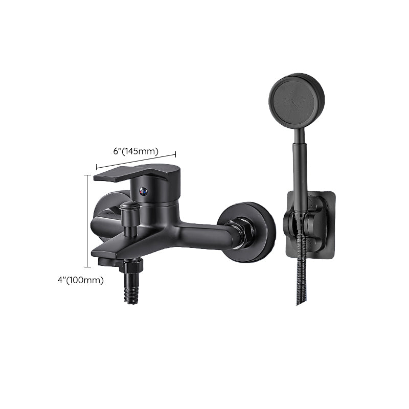 Wall Mount Fixed Bathtub Faucet Lever Handle with Hand Shower Clearhalo 'Bathroom Remodel & Bathroom Fixtures' 'Bathtub Faucets' 'bathtub_faucets' 'Home Improvement' 'home_improvement' 'home_improvement_bathtub_faucets' 7361780