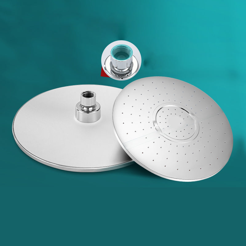 Round Shower Head Combo Modern Fixed Shower Head for Bathroom 10"L x 10"W x 0"H Clearhalo 'Bathroom Remodel & Bathroom Fixtures' 'Home Improvement' 'home_improvement' 'home_improvement_shower_heads' 'Shower Heads' 'shower_heads' 'Showers & Bathtubs Plumbing' 'Showers & Bathtubs' 7361842