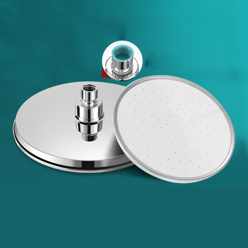 Round Shower Head Combo Modern Fixed Shower Head for Bathroom 9"L x 9"W x 0"H Clearhalo 'Bathroom Remodel & Bathroom Fixtures' 'Home Improvement' 'home_improvement' 'home_improvement_shower_heads' 'Shower Heads' 'shower_heads' 'Showers & Bathtubs Plumbing' 'Showers & Bathtubs' 7361843
