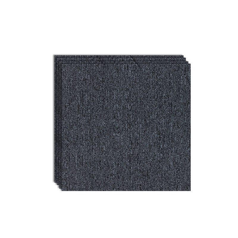 Modern Carpet Floor Tile Glue Down Level Loop Fire Resistant Carpet Tile Dark Gray 4-Piece Set Clearhalo 'Carpet Tiles & Carpet Squares' 'carpet_tiles_carpet_squares' 'Flooring 'Home Improvement' 'home_improvement' 'home_improvement_carpet_tiles_carpet_squares' Walls and Ceiling' 7361871