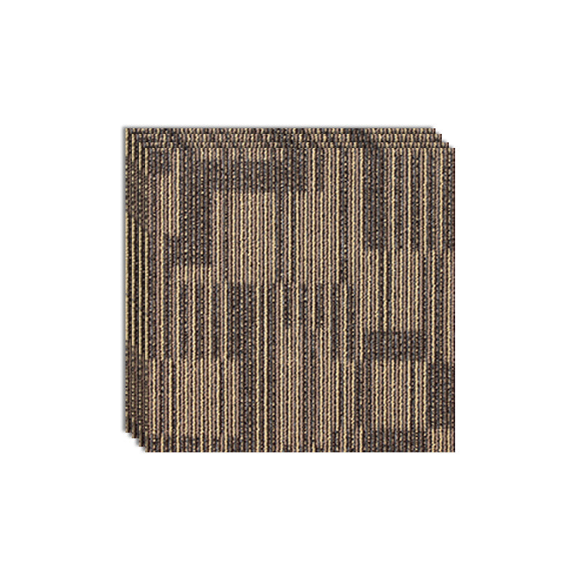 Modern Carpet Floor Tile Glue Down Level Loop Fire Resistant Carpet Tile Brown 4-Piece Set Clearhalo 'Carpet Tiles & Carpet Squares' 'carpet_tiles_carpet_squares' 'Flooring 'Home Improvement' 'home_improvement' 'home_improvement_carpet_tiles_carpet_squares' Walls and Ceiling' 7361879