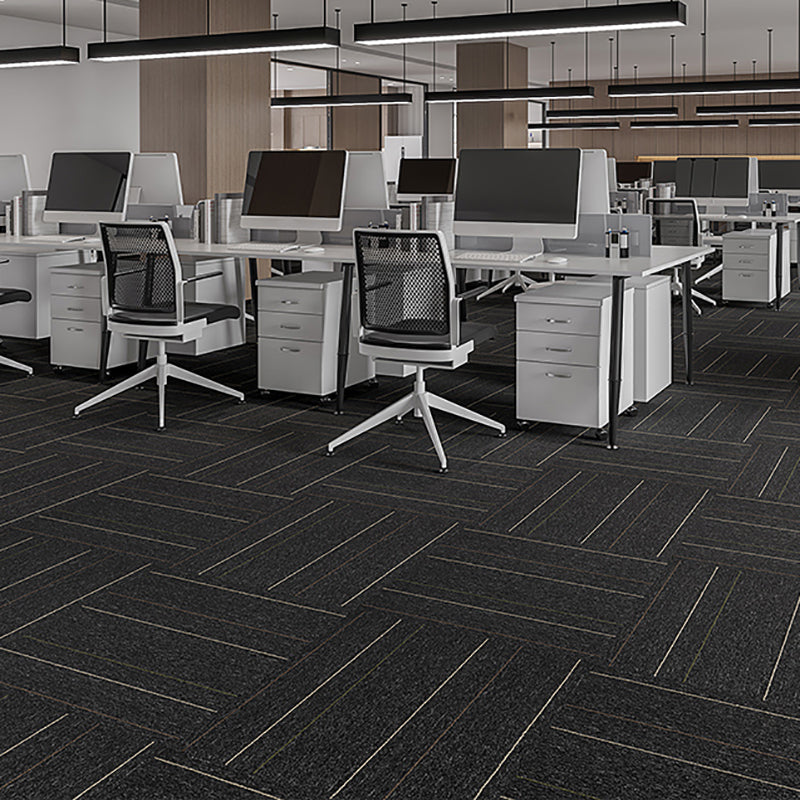 Modern Carpet Tiles Level Loop Glue Down Fire Resistant Carpet Floor Tile Dark Gray-White 40-Piece Set Clearhalo 'Carpet Tiles & Carpet Squares' 'carpet_tiles_carpet_squares' 'Flooring 'Home Improvement' 'home_improvement' 'home_improvement_carpet_tiles_carpet_squares' Walls and Ceiling' 7361905