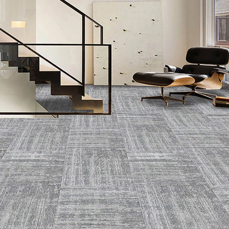 Modern Carpet Tiles Level Loop Glue Down Fire Resistant Carpet Floor Tile Gray White Gray 40-Piece Set Vinyl Clearhalo 'Carpet Tiles & Carpet Squares' 'carpet_tiles_carpet_squares' 'Flooring 'Home Improvement' 'home_improvement' 'home_improvement_carpet_tiles_carpet_squares' Walls and Ceiling' 7361929