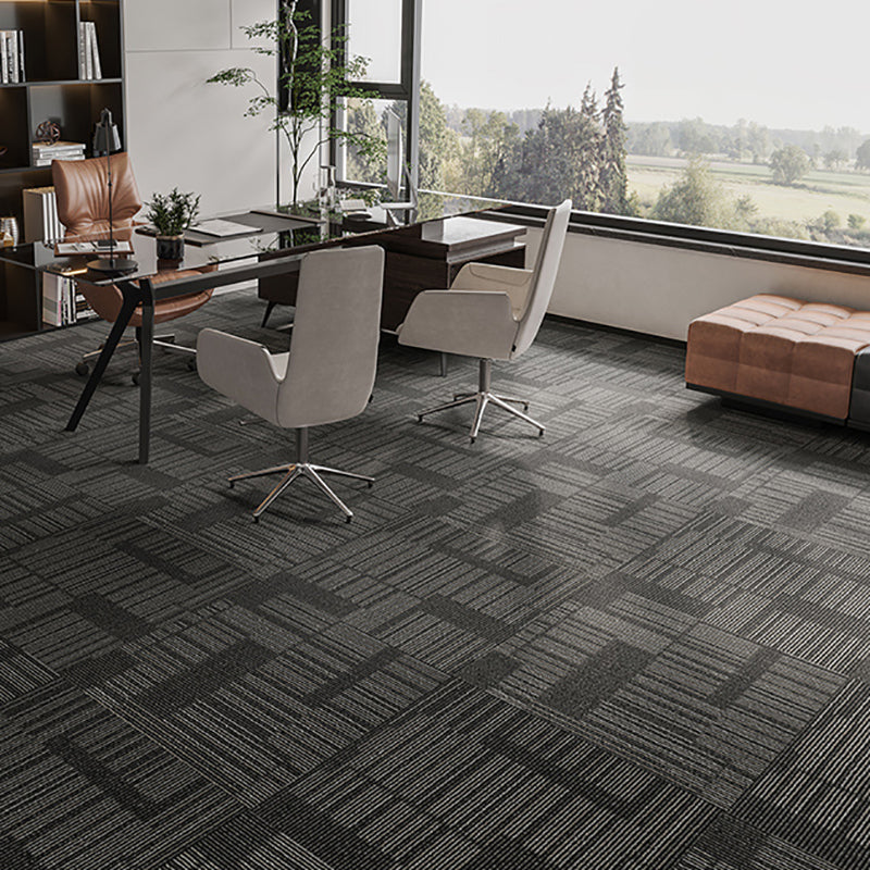 Modern Carpet Tiles Level Loop Glue Down Fire Resistant Carpet Floor Tile Antique Black 40-Piece Set Clearhalo 'Carpet Tiles & Carpet Squares' 'carpet_tiles_carpet_squares' 'Flooring 'Home Improvement' 'home_improvement' 'home_improvement_carpet_tiles_carpet_squares' Walls and Ceiling' 7361933