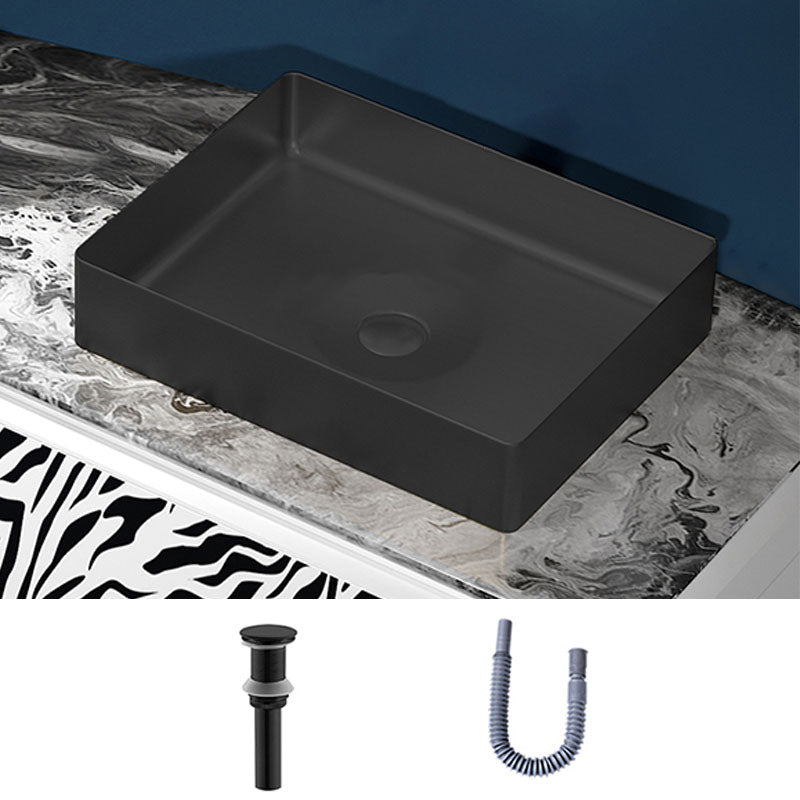 Modern Bathroom Sink with Pop-Up Drain Metal Rectangular Vessel Bathroom Sink Black Unavailiable Sink Clearhalo 'Bathroom Remodel & Bathroom Fixtures' 'Bathroom Sinks & Faucet Components' 'Bathroom Sinks' 'bathroom_sink' 'Home Improvement' 'home_improvement' 'home_improvement_bathroom_sink' 7362351