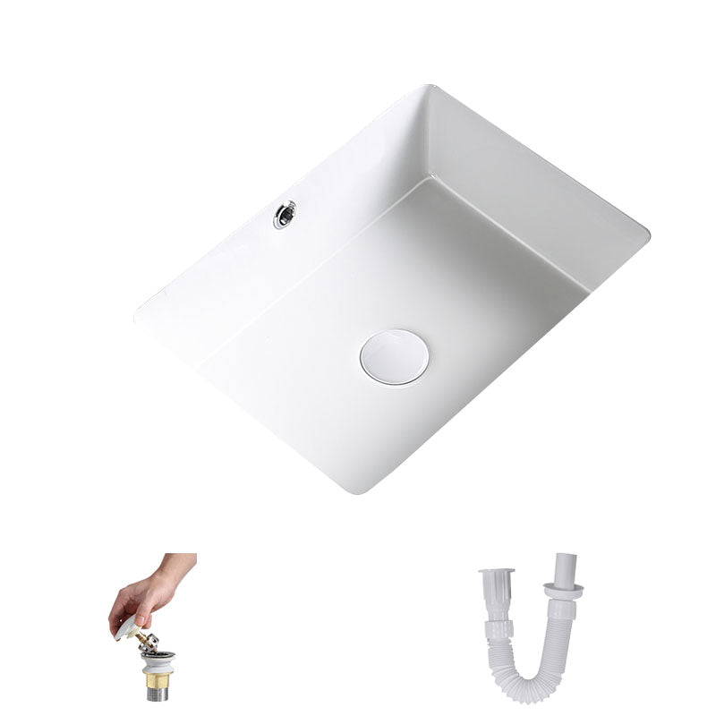 Modern Undermount Bathroom Sink Porcelain with Pop-Up Drain Basin Sink 18"L x 14"W x 7"H Sink Clearhalo 'Bathroom Remodel & Bathroom Fixtures' 'Bathroom Sinks & Faucet Components' 'Bathroom Sinks' 'bathroom_sink' 'Home Improvement' 'home_improvement' 'home_improvement_bathroom_sink' 7362445