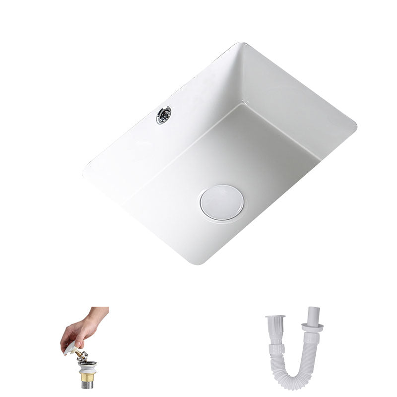 Modern Undermount Bathroom Sink Porcelain with Pop-Up Drain Basin Sink 16"L x 12"W x 7"H Sink Clearhalo 'Bathroom Remodel & Bathroom Fixtures' 'Bathroom Sinks & Faucet Components' 'Bathroom Sinks' 'bathroom_sink' 'Home Improvement' 'home_improvement' 'home_improvement_bathroom_sink' 7362447