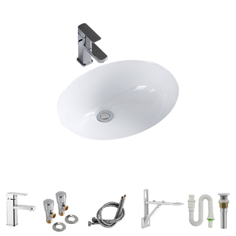 Modern Undermount Vanity Sink Porcelain Shut-Off Valve Included Bathroom Sink 20"L x 16"W x 8"H Sink with Faucet Clearhalo 'Bathroom Remodel & Bathroom Fixtures' 'Bathroom Sinks & Faucet Components' 'Bathroom Sinks' 'bathroom_sink' 'Home Improvement' 'home_improvement' 'home_improvement_bathroom_sink' 7362463