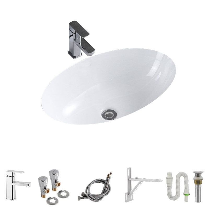 Modern Undermount Vanity Sink Porcelain Shut-Off Valve Included Bathroom Sink 24"L x 17"W x 8"H Sink with Faucet Clearhalo 'Bathroom Remodel & Bathroom Fixtures' 'Bathroom Sinks & Faucet Components' 'Bathroom Sinks' 'bathroom_sink' 'Home Improvement' 'home_improvement' 'home_improvement_bathroom_sink' 7362472