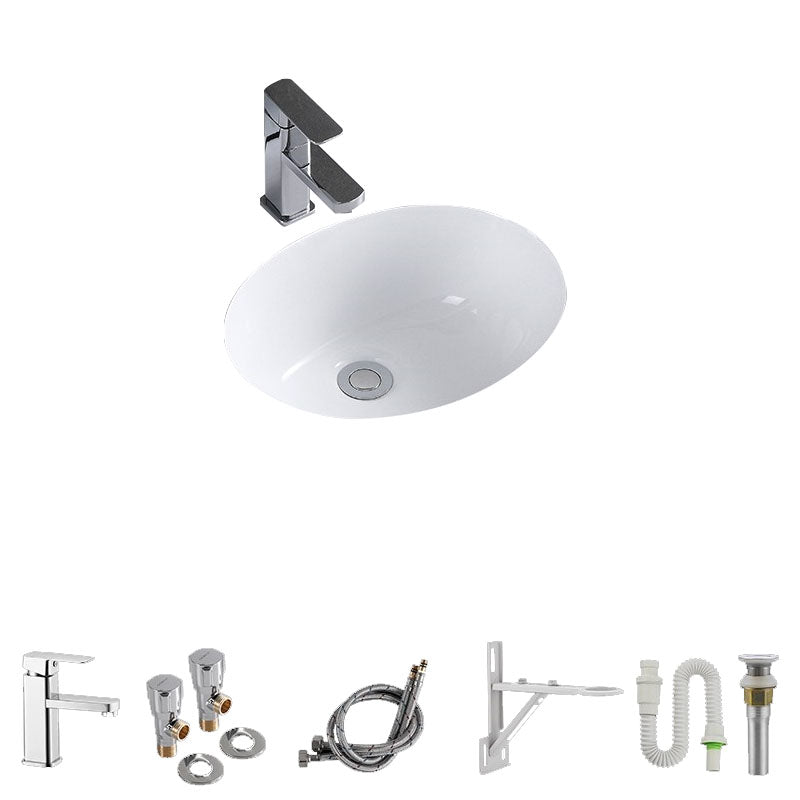 Modern Undermount Vanity Sink Porcelain Shut-Off Valve Included Bathroom Sink 17"L x 13"W x 7"H Sink with Faucet Clearhalo 'Bathroom Remodel & Bathroom Fixtures' 'Bathroom Sinks & Faucet Components' 'Bathroom Sinks' 'bathroom_sink' 'Home Improvement' 'home_improvement' 'home_improvement_bathroom_sink' 7362475