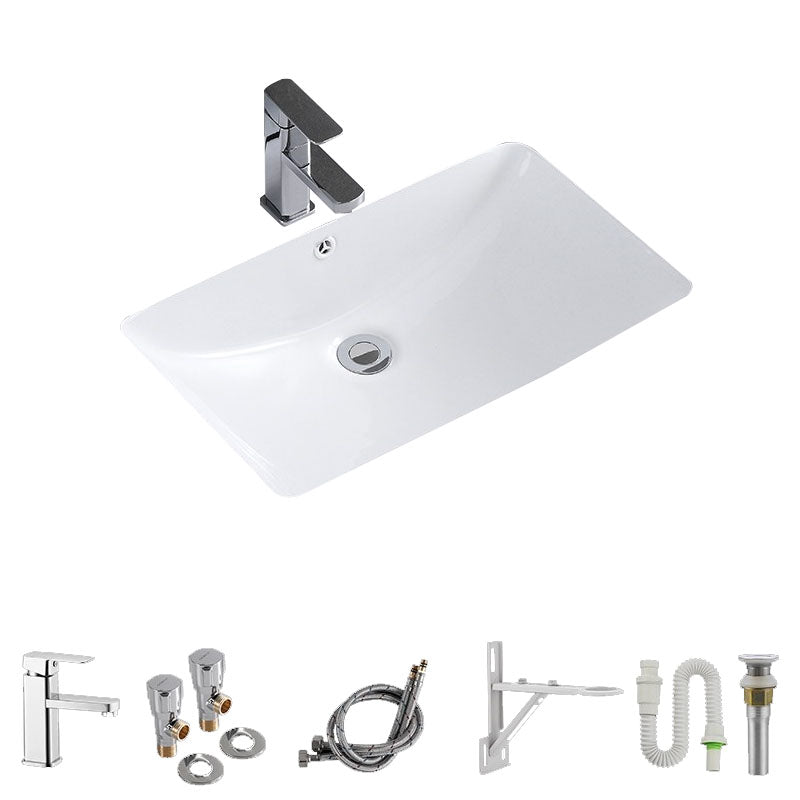 Modern Undermount Vanity Sink Porcelain Shut-Off Valve Included Bathroom Sink 24"L x 15"W x 7"H Sink with Faucet Clearhalo 'Bathroom Remodel & Bathroom Fixtures' 'Bathroom Sinks & Faucet Components' 'Bathroom Sinks' 'bathroom_sink' 'Home Improvement' 'home_improvement' 'home_improvement_bathroom_sink' 7362486