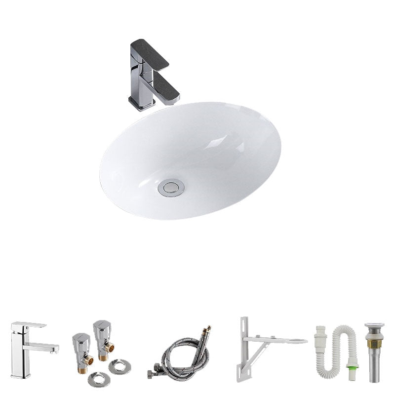 Modern Undermount Vanity Sink Porcelain Shut-Off Valve Included Bathroom Sink 19"L x 15"W x 7"H Sink with Faucet Clearhalo 'Bathroom Remodel & Bathroom Fixtures' 'Bathroom Sinks & Faucet Components' 'Bathroom Sinks' 'bathroom_sink' 'Home Improvement' 'home_improvement' 'home_improvement_bathroom_sink' 7362488