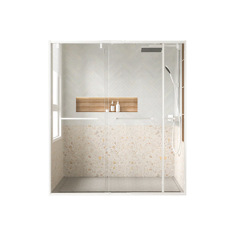 Transparent Double Shower Bath Door Metal White Framed Shower Door Transparent Right Clearhalo 'Bathroom Remodel & Bathroom Fixtures' 'Home Improvement' 'home_improvement' 'home_improvement_shower_tub_doors' 'Shower and Tub Doors' 'shower_tub_doors' 'Showers & Bathtubs' 7362661