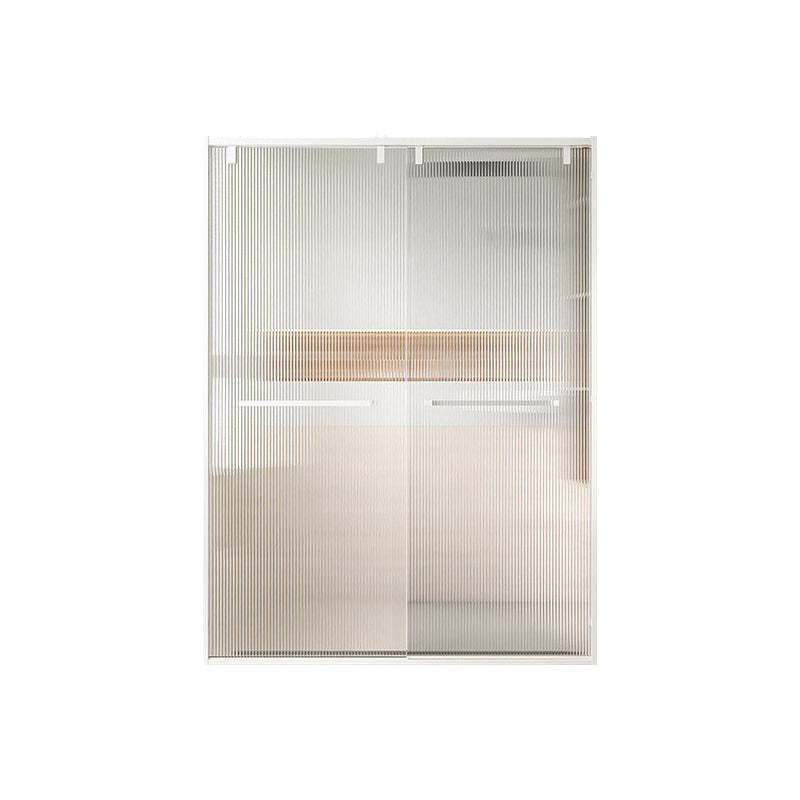 Transparent Double Shower Bath Door Metal White Framed Shower Door 55"L x 75"H Changhong Glass Symmetrical Clearhalo 'Bathroom Remodel & Bathroom Fixtures' 'Home Improvement' 'home_improvement' 'home_improvement_shower_tub_doors' 'Shower and Tub Doors' 'shower_tub_doors' 'Showers & Bathtubs' 7362664