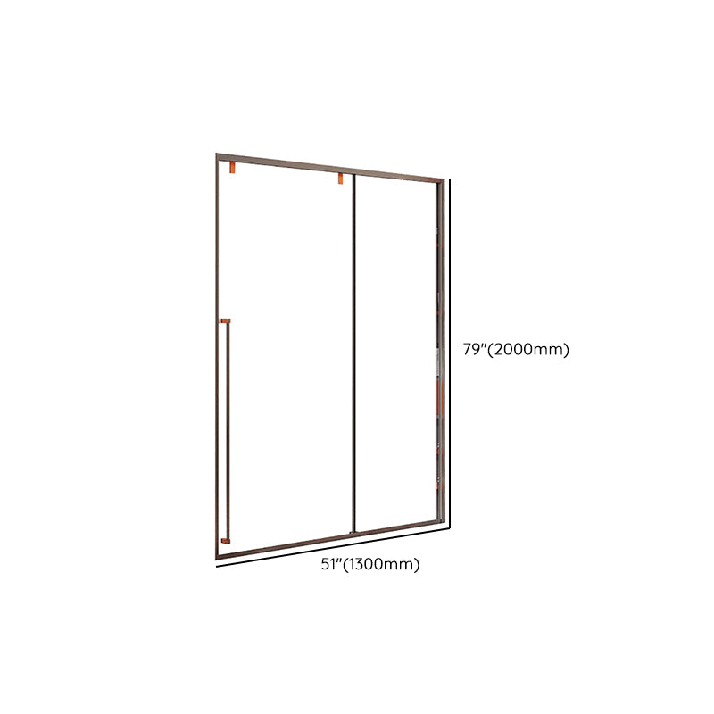 Silver Semi Frameless Shower Doors Single Sliding Shower Bath Door Clearhalo 'Bathroom Remodel & Bathroom Fixtures' 'Home Improvement' 'home_improvement' 'home_improvement_shower_tub_doors' 'Shower and Tub Doors' 'shower_tub_doors' 'Showers & Bathtubs' 7362690