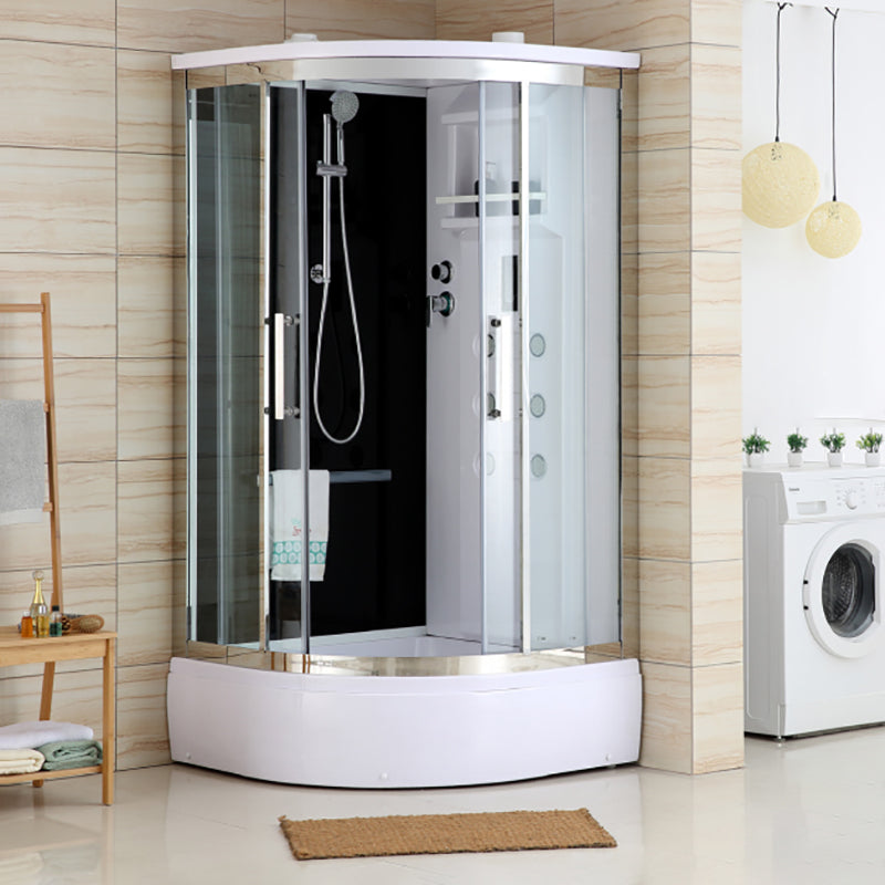 Framed Stainless Steel Tub & Shower Kit Rounded Clear Shower Stall 39"L x 39"W x 86"H Clearhalo 'Bathroom Remodel & Bathroom Fixtures' 'Home Improvement' 'home_improvement' 'home_improvement_shower_stalls_enclosures' 'Shower Stalls & Enclosures' 'shower_stalls_enclosures' 'Showers & Bathtubs' 7362760