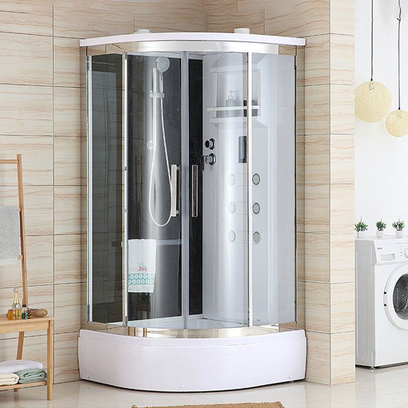 Framed Stainless Steel Tub & Shower Kit Rounded Clear Shower Stall Clearhalo 'Bathroom Remodel & Bathroom Fixtures' 'Home Improvement' 'home_improvement' 'home_improvement_shower_stalls_enclosures' 'Shower Stalls & Enclosures' 'shower_stalls_enclosures' 'Showers & Bathtubs' 7362761