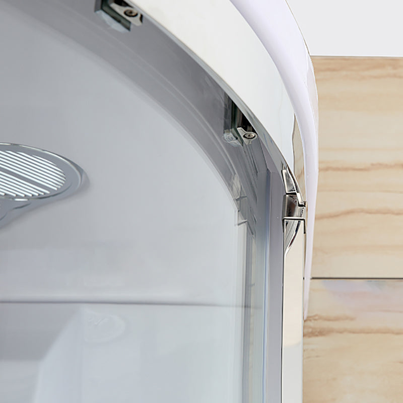 Framed Stainless Steel Tub & Shower Kit Rounded Clear Shower Stall Clearhalo 'Bathroom Remodel & Bathroom Fixtures' 'Home Improvement' 'home_improvement' 'home_improvement_shower_stalls_enclosures' 'Shower Stalls & Enclosures' 'shower_stalls_enclosures' 'Showers & Bathtubs' 7362765