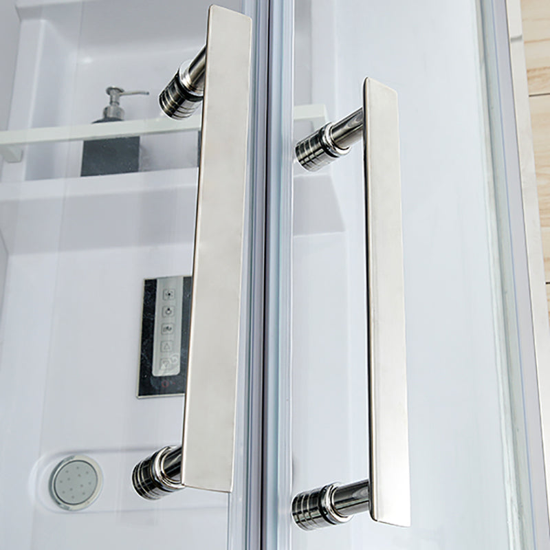 Framed Stainless Steel Tub & Shower Kit Rounded Clear Shower Stall Clearhalo 'Bathroom Remodel & Bathroom Fixtures' 'Home Improvement' 'home_improvement' 'home_improvement_shower_stalls_enclosures' 'Shower Stalls & Enclosures' 'shower_stalls_enclosures' 'Showers & Bathtubs' 7362767